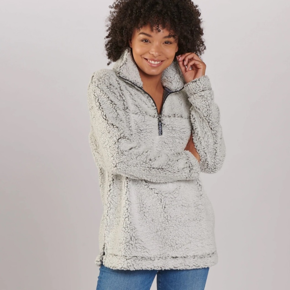 Frosty Grey Sherpa Pullover